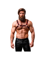 FETISH SUBMISSIVE ATTITUDE ARNES ECOPIEL PECHO HOMBRE NEGRO ROJO