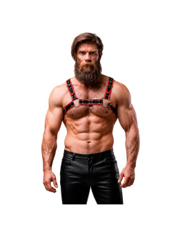 FETISH SUBMISSIVE ATTITUDE ARNES ECOPIEL PECHO HOMBRE NEGRO ROJO