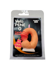 DIABLO PICANTE VELA PENE EN FORMA DE NUMERO 0 COLOR CARNE