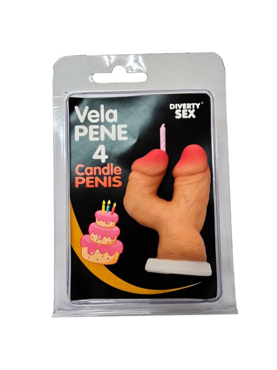 DIABLO PICANTE VELA PENE EN FORMA DE NUMERO 4 COLOR CARNE