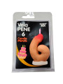 DIABLO PICANTE VELA PENE EN FORMA DE NUMERO 6 COLOR CARNE