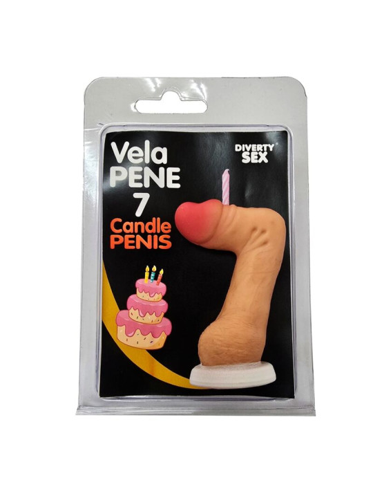 DIABLO PICANTE VELA PENE EN FORMA DE NUMERO 7 COLOR CARNE