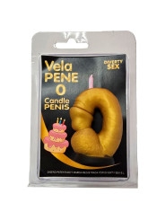 DIABLO PICANTE VELA PENE EN FORMA DE NUMERO 0 COLOR DORADO