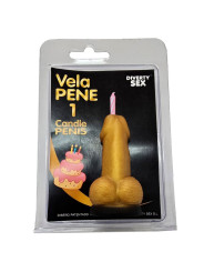 DIABLO PICANTE VELA PENE EN FORMA DE NUMERO 1 COLOR DORADO