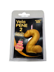 DIABLO PICANTE VELA PENE EN FORMA DE NUMERO 2 COLOR DORADO