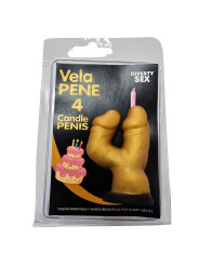 DIABLO PICANTE VELA PENE EN FORMA DE NUMERO 4 COLOR DORADO