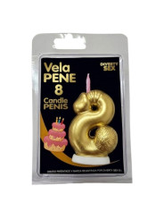 DIABLO PICANTE VELA PENE EN FORMA DE NUMERO 8 COLOR DORADO