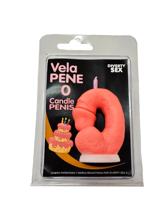 DIABLO PICANTE VELA PENE EN FORMA DE NUMERO 0 COLOR ROSA
