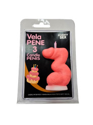 DIABLO PICANTE VELA PENE EN FORMA DE NUMERO 3 COLOR ROSA