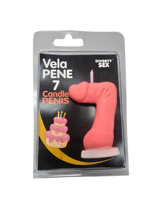 DIABLO PICANTE VELA PENE EN FORMA DE NUMERO 7 COLOR ROSA