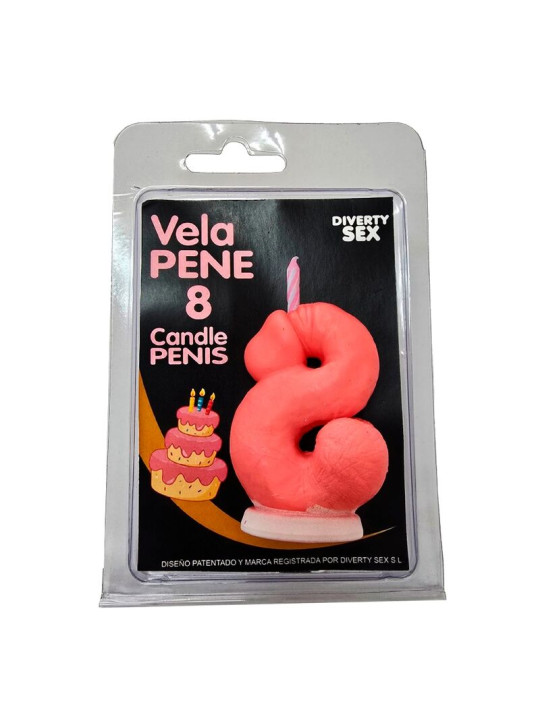 DIABLO PICANTE VELA PENE EN FORMA DE NUMERO 8 COLOR ROSA