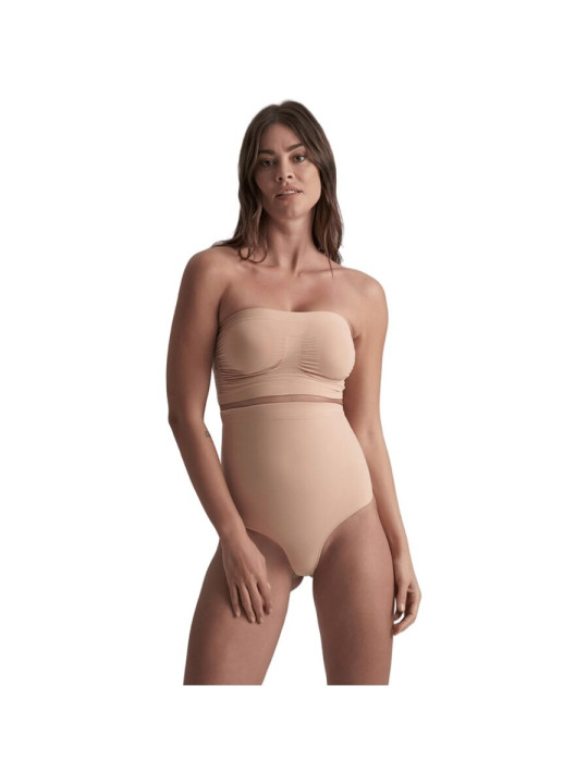 BYE BRA TANGA DE TALLE ALTO SIN COSTURAS BEIGE TALLA XL