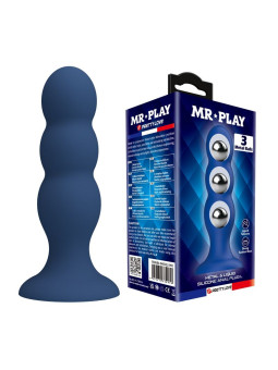 MR PLAY PLUG ANAL CON 3 BOLAS METALICAS Y VENTOSA AZUL