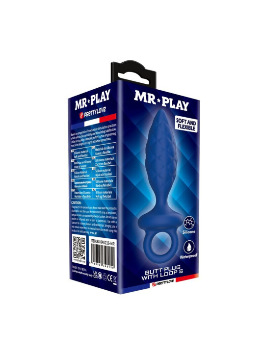 MR PLAY PLUG ANAL TEXTURIZADO CON ANILLA AZUL S