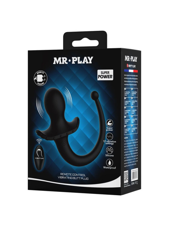 MR PLAY VIBRADOR ANAL Y PERINEAL CON CONTROL REMOTO INALAMBRICO NEGRO