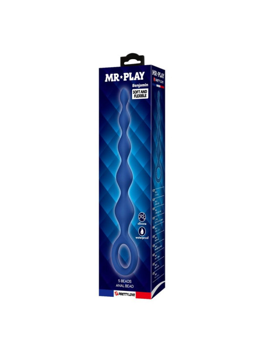 MR PLAY BOLAS ANALES Y PLUG ANAL SILICONA AZUL 204 CM