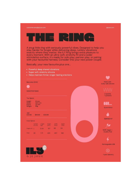 JE JOUE ILY COCK RING ANILLO VIBRADOR PARA PENE