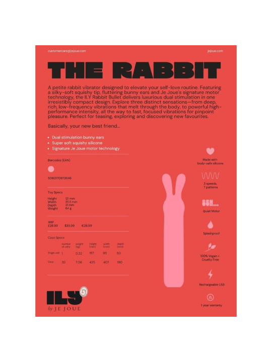 JE JOUE ILY RABBIT BULLET VIBRADOR INTIMO RECARGABLE