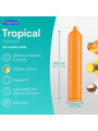 PASANTE TROPICAL PRESERVATIVOS CON SABORES MANGO PINA Y COCO 53 MM 144 UNIDADES