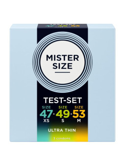 MISTER SIZE PACK MUESTRA PRESERVATIVOS TALLA 47 49 53 MM 3 UNIDADES