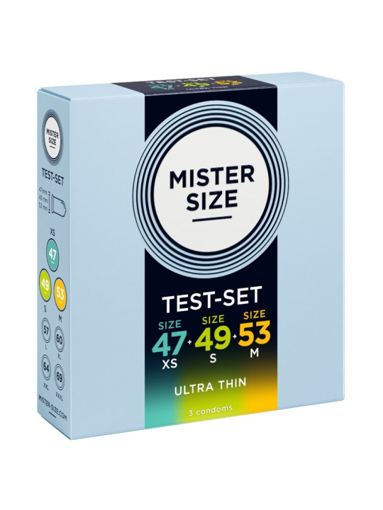 MISTER SIZE PACK MUESTRA PRESERVATIVOS TALLA 47 49 53 MM 3 UNIDADES