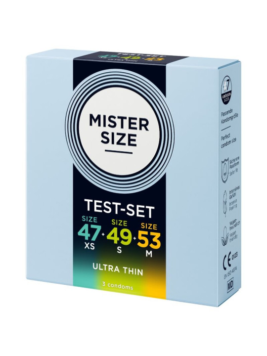 MISTER SIZE PACK MUESTRA PRESERVATIVOS TALLA 47 49 53 MM 3 UNIDADES