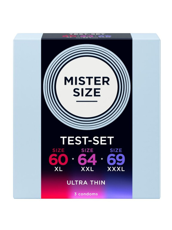 MISTER SIZE PACK MUESTRA PRESERVATIVOS TALLA 60 64 69 MM 3 UNIDADES