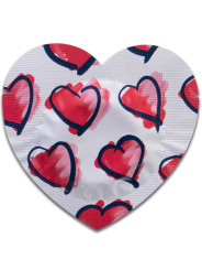 PASANTE PRESERVATIVO ROJO FORMA CORAZON BOLSA 144 UNIDADES