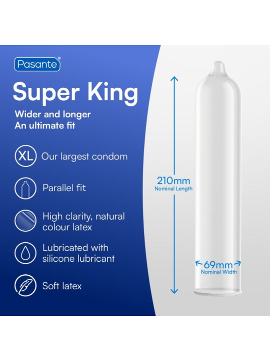 PASANTE PRESERVATIVO TAMANO SUPER KING BOLSA 144 UNIDADES