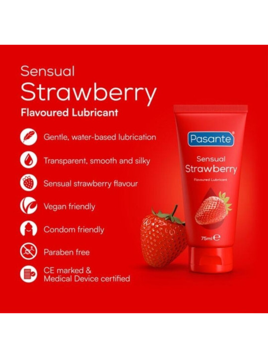 PASANTE SENSUAL STRAWBERRY LUBRICANTE INTIMO BASE AGUA SABOR FRESA 75 ML