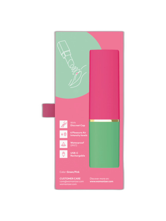 WOMANIZER BEAUTY ESTIMULADOR DE CLITORIS POR SUCCION 6 NIVELES VERDE Y ROSA