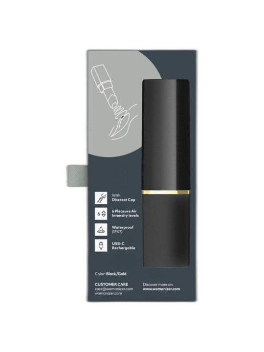 WOMANIZER BEAUTY ESTIMULADOR DE CLITORIS POR SUCCION 6 NIVELES NEGRO Y DORADO