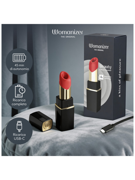 WOMANIZER BEAUTY ESTIMULADOR DE CLITORIS POR SUCCION 6 NIVELES NEGRO Y DORADO