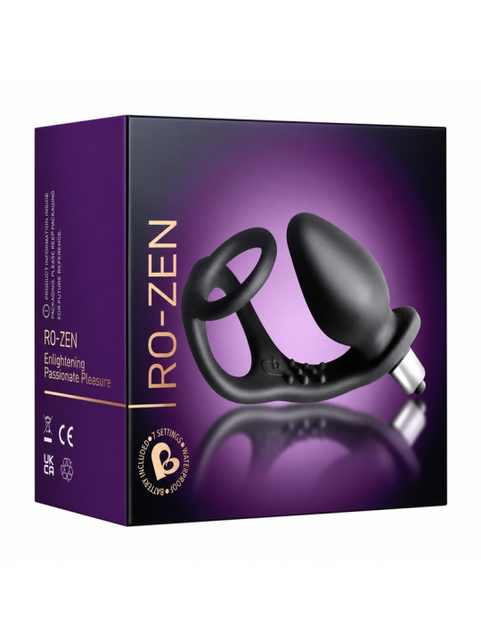 ROCKS OFF RO ZEN ESTIMULADOR PROSTATICO VIBRADOR CON DOBLE ANILLO 7 VELOCIDADES NEGRO