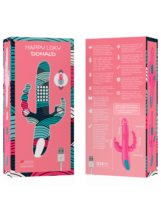 VIBRADOR DONALD TRIPLE ESTIMULACIÓN ANAL, PUNTO G Y CLÍTORIS DE LA MARCA HAPPY LOKY