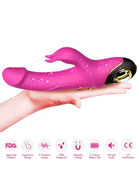 VIBRADOR RABBIT ROTADOR METEROR SILICONA SUAVE 9 MODOS DE LA MARCA ARMONY VIBRATORS