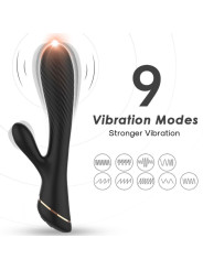 VIBRADOR RABBIT SILICONA NEGRO 9 MODOS SUMERGIBLE DE LA MARCA ARMONY VIBRATORS