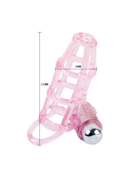 FUNDA Y ANILLO VIBRADOR 10 RITMOS PARA PENE ROSA DE LA MARCA BAILE FOR HIM