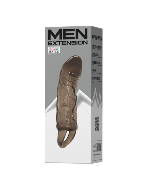 FUNDA EXTENSORA PENE CON STRAP TESTICULAR NEGRO 13.5 CM DE LA MARCA BAILE FOR HIM