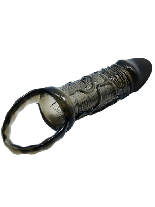 FUNDA EXTENSORA PENE CON STRAP TESTICULAR NEGRO 13.5 CM DE LA MARCA BAILE FOR HIM