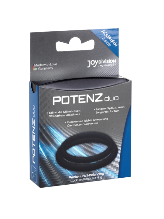 ANILLO POTENCIADOR ERÉCTIL NEGRO TALLA M - 2 UNIDADES DE LA MARCA JOYDIVISION POTENZDUO