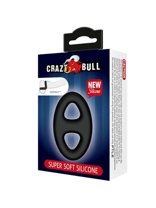 ANILLO PENIANO DOBLE SILICONA SUAVE PARA ERECCIONES DE LA MARCA CRAZY BULL
