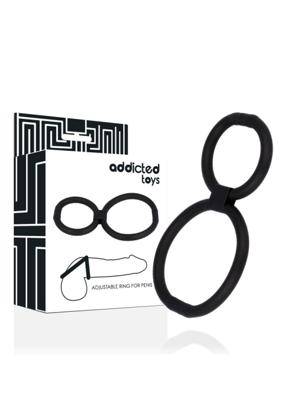 ANILLO AJUSTABLE DE SILICONA PARA PENE Y TESTÍCULOS DE LA MARCA ADDICTED TOYS