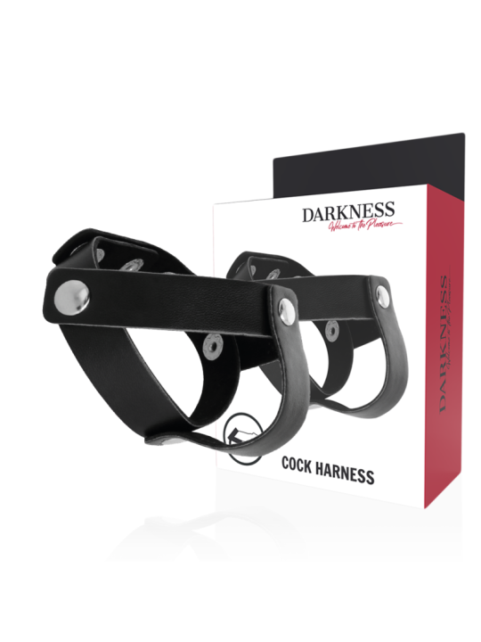 ANILLO DE PIEL AJUSTABLE PARA PENE Y TESTÍCULOS DE LA MARCA DARKNESS SENSATIONS