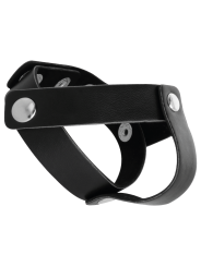 ANILLO DE PIEL AJUSTABLE PARA PENE Y TESTÍCULOS DE LA MARCA DARKNESS SENSATIONS