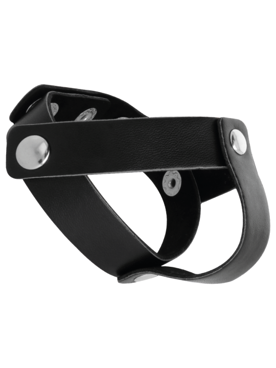 ANILLO DE PIEL AJUSTABLE PARA PENE Y TESTÍCULOS DE LA MARCA DARKNESS SENSATIONS