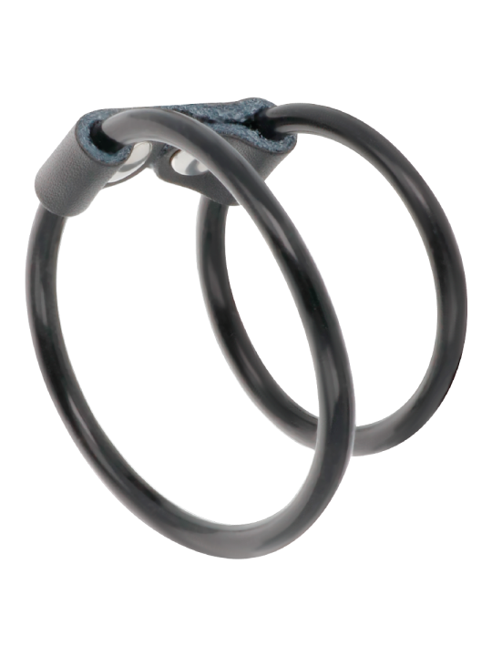 ANILLO DOBLE PARA PENE LEATHER Y RUBBER DARKNESS DE LA MARCA DARKNESS SENSATIONS