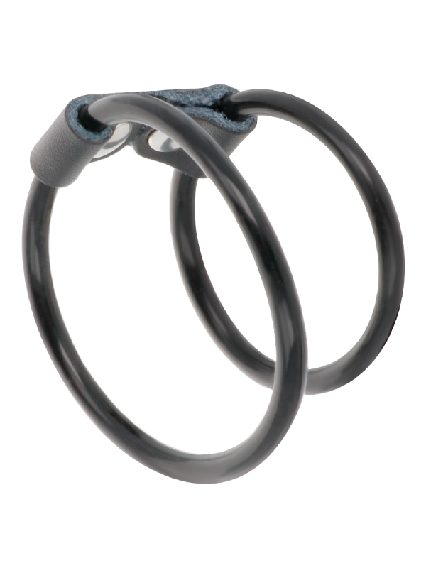 ANILLO DOBLE PARA PENE LEATHER Y RUBBER DARKNESS DE LA MARCA DARKNESS SENSATIONS