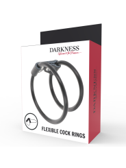 ANILLO DOBLE PARA PENE LEATHER Y RUBBER DARKNESS DE LA MARCA DARKNESS SENSATIONS