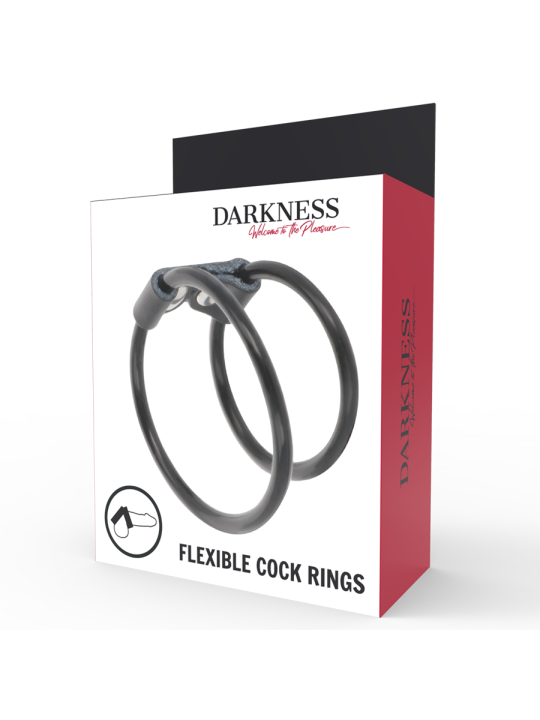 ANILLO DOBLE PARA PENE LEATHER Y RUBBER DARKNESS DE LA MARCA DARKNESS SENSATIONS